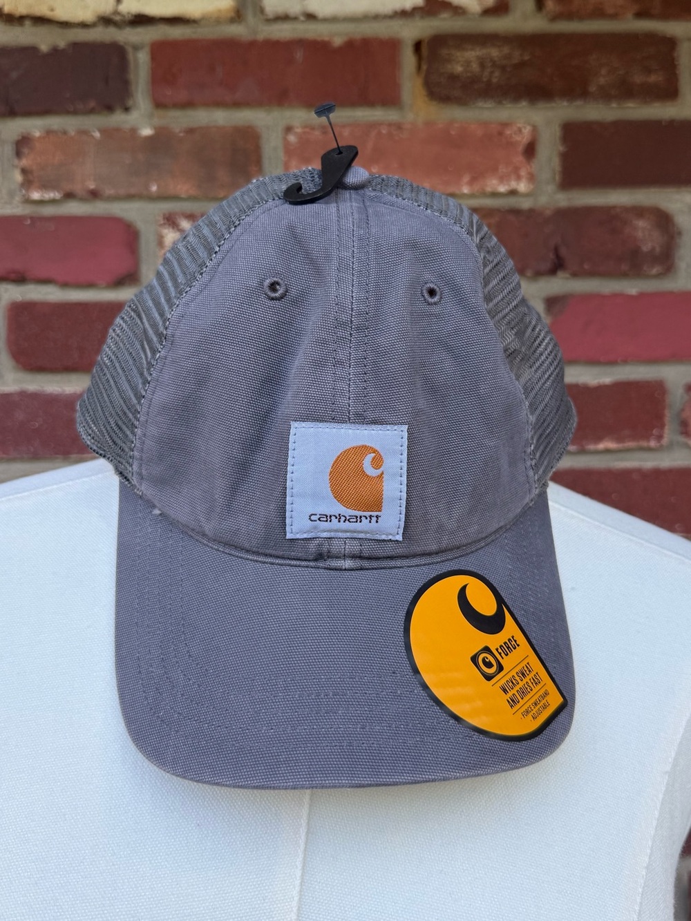 Carhartt Gray Mesh-Back Logo Cap with Tan Patch